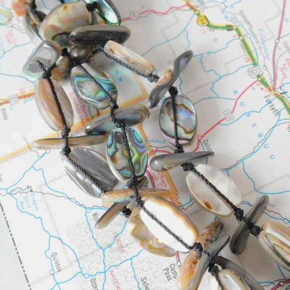 abalone shell multi-strand necklace - Picture 3 of 7